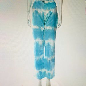 Celine vintage tie-dye jeans US12 FR44 turquoise high-rise